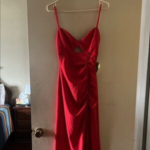 Red Ruched Wrap Sundress for Cocktail Nights